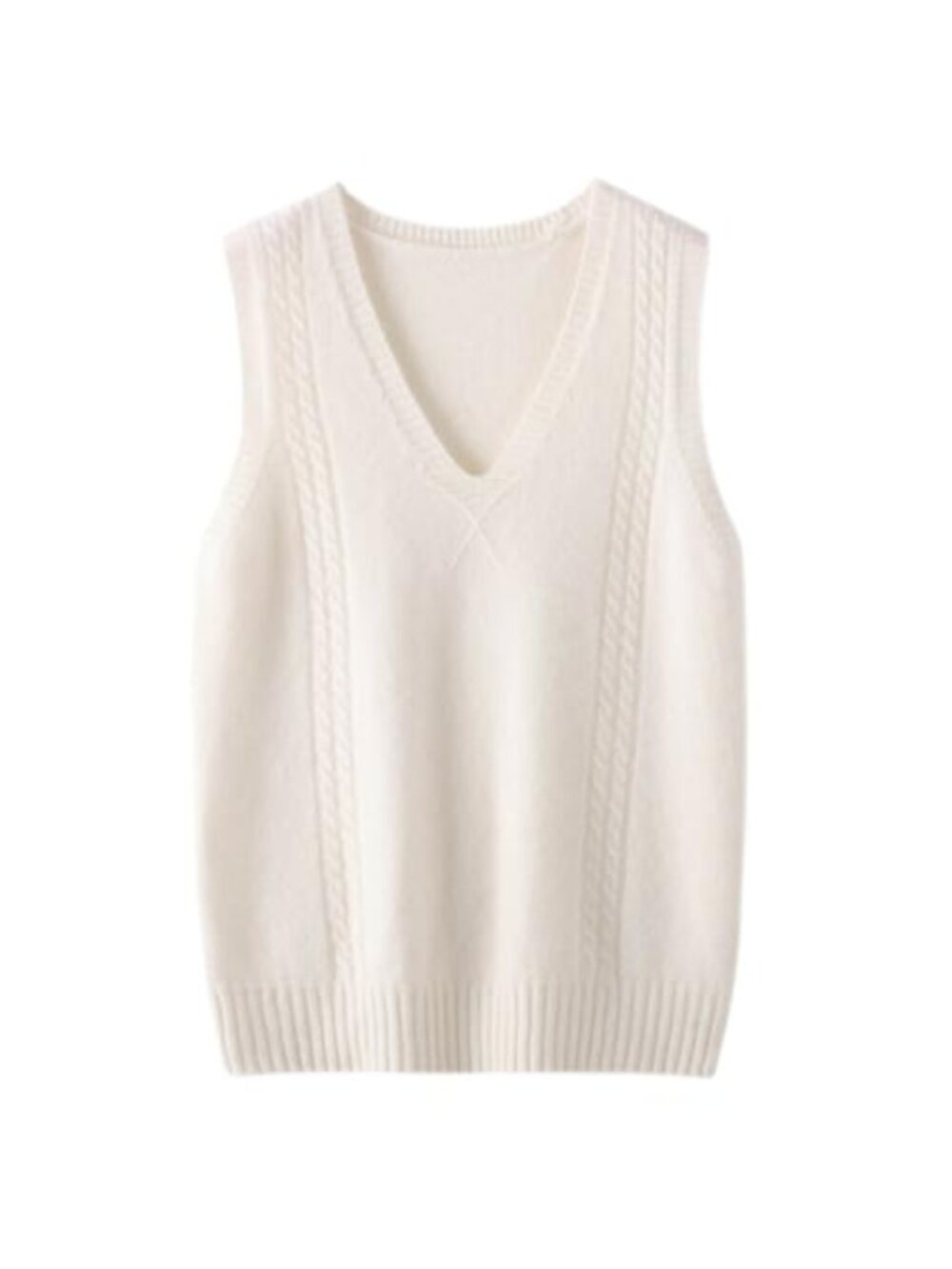 100% Wool Sleeveless V-Neck Knit Sweater Vest Pullover